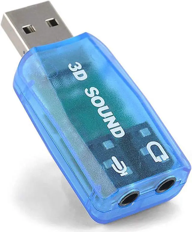 Main image of USB 3D Sound Card, 5.1 USB External Stereo Sound Card with 3.5mm Headphone and Microphone Jack Converter for Windows, Mac, Linux, PC, Laptop, Desktop (Blue)