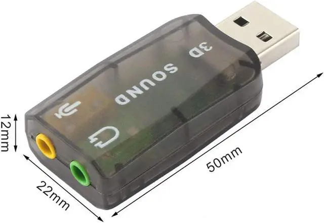 Alt view image 3 of 6 - USB 3D Sound Card, 5.1 USB External Stereo Sound Card with 3.5mm Headphone and Microphone Jack Converter for Windows, Mac, Linux, PC, Laptop, Desktop (Blue)