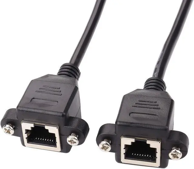Alt view image 2 of 5 - Ethernet Extender - iGreely 2Pack RJ45 Male to Female Screw Panel Mount Cat6/Cat5e/Cat5 Ethernet LAN Network Extension Cable 2ft/60cm
