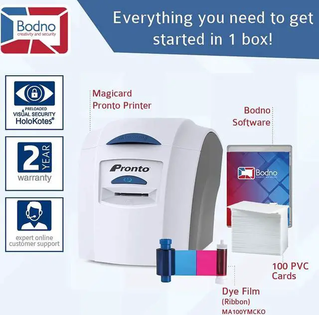 Alt view image 2 of 7 - Magicard Pronto ID Card Printer & Complete Supplies Package with Bodno ID Software - Bronze Edition