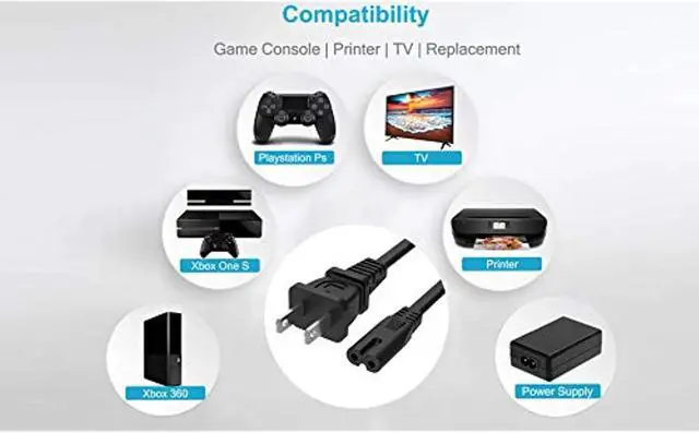 Alt view image 3 of 4 - BRENDAZ 2 Prong 2 Slot AC Power Cord Cable for TV LCD Screen Compatible with TCL Roku Smart HDTV (10-FEET)