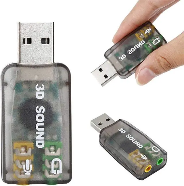 Alt view image 4 of 6 - USB 3D Sound Card, 5.1 USB External Stereo Sound Card with 3.5mm Headphone and Microphone Jack Converter for Windows, Mac, Linux, PC, Laptop, Desktop (Blue)