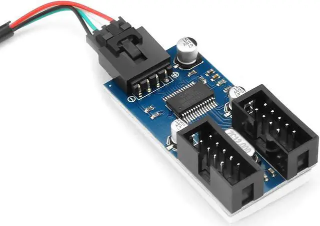 Alt view image 3 of 7 - Rocketek Motherboard 9 pin Header Male 1 to 2 Female Extension Splitter Cable Desktop 9-Pin USB 2.0 HUB Connector Adapter for Port Multiplier
