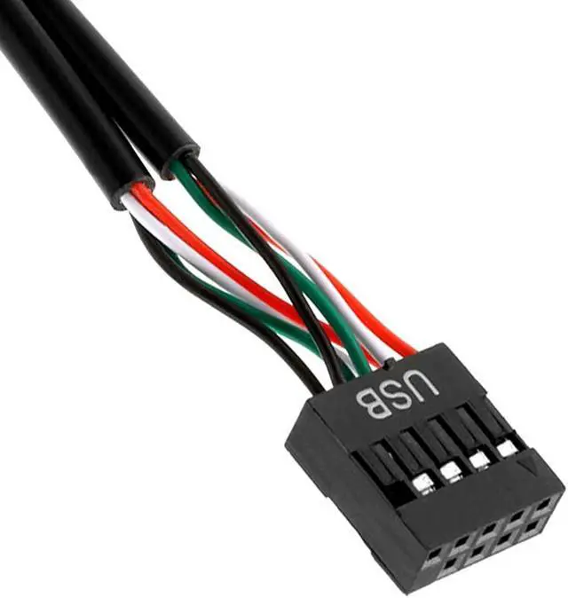 Alt view image 4 of 7 - Rocketek Motherboard 9 pin Header Male 1 to 2 Female Extension Splitter Cable Desktop 9-Pin USB 2.0 HUB Connector Adapter for Port Multiplier