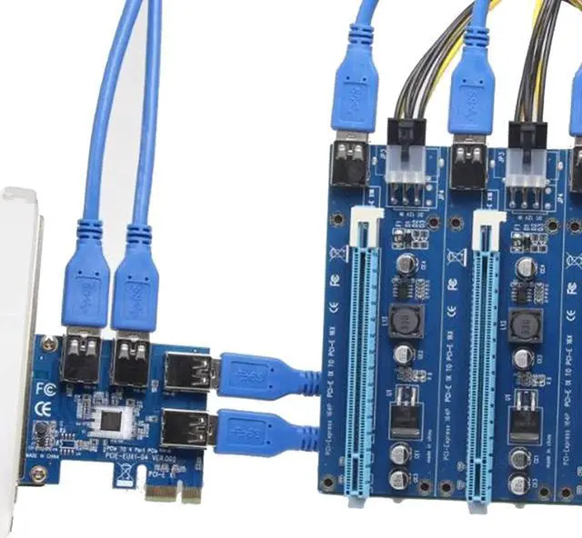 Alt view image 3 of 3 - XT-XINTE PCIe 1 to 4 PCI-Express 16X Slots Riser Card PCI-E 1X to External 4 PCI-e USB 3.0 Adapter Multiplier Card for Bitcoin Miner