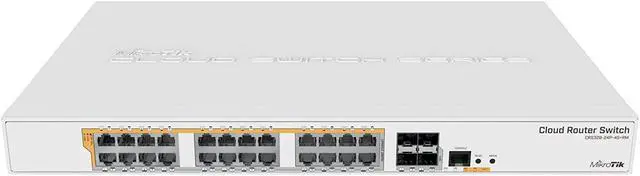 Alt view image 6 of 6 - Mikrotik CRS328-24P-4S+RM 24 port Gigabit Ethernet router/switch with four 10Gbps SFP+ ports in 1U rackmount case, Dual Boot and PoE output, 500W