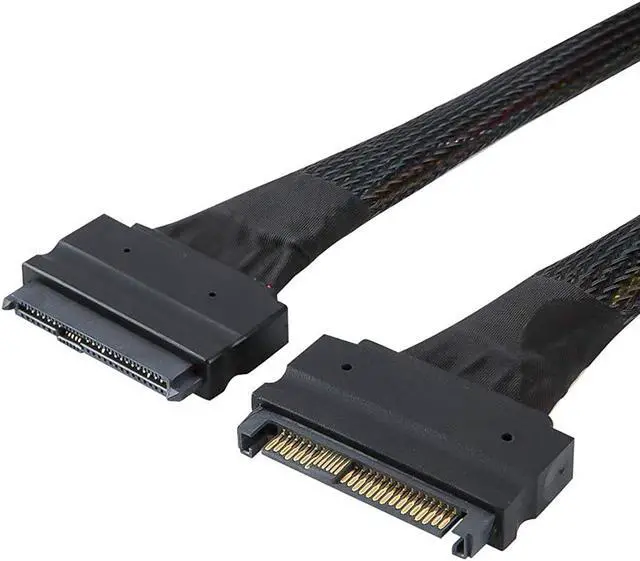Main image of SFF-8639 NVME PCIe Extension Cable,CableCreation U.2 U2 SFF-8639 NVME PCIe SSD Male to Female Extension Cable 50cm 68pin/Black