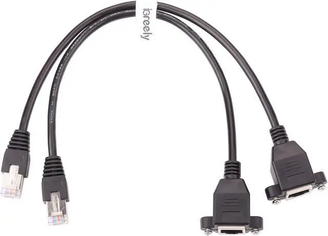 Alt view image 4 of 5 - Ethernet Extender - iGreely 2Pack RJ45 Male to Female Screw Panel Mount Cat6/Cat5e/Cat5 Ethernet LAN Network Extension Cable 2ft/60cm