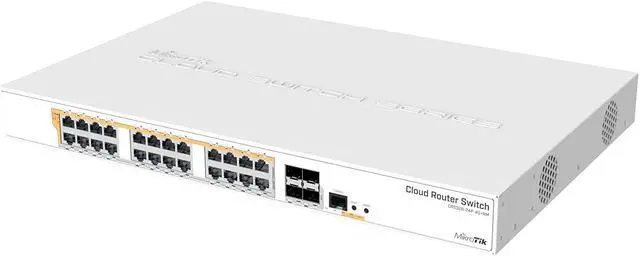 Alt view image 5 of 6 - Mikrotik CRS328-24P-4S+RM 24 port Gigabit Ethernet router/switch with four 10Gbps SFP+ ports in 1U rackmount case, Dual Boot and PoE output, 500W