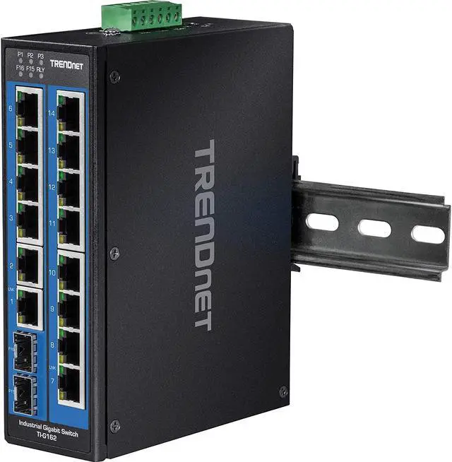 Alt view image 19 of 20 - TRENDnet 16-Port Hardened Industrial Unmanaged Gigabit DIN-Rail Switch, TI-G162, 14 x Gigabit Ports, 2 x Gigabit SFP Slots,32Gbps Switching Capacity, IP30 Ethernet Network Switch