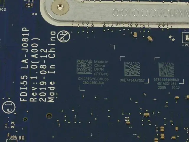 Alt view image 7 of 8 - Dell OEM Inspiron 5593 Motherboard System Board Core i7 Motherboard PTGYC
