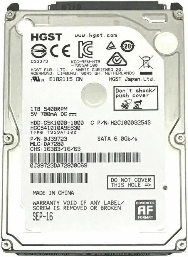 Main image of HGST CinemaStar 5K1000 HCC541010A9E630 5400 RPM 32MB Cache SATA 6.0Gb/s 2.5" Internal Drive Kit