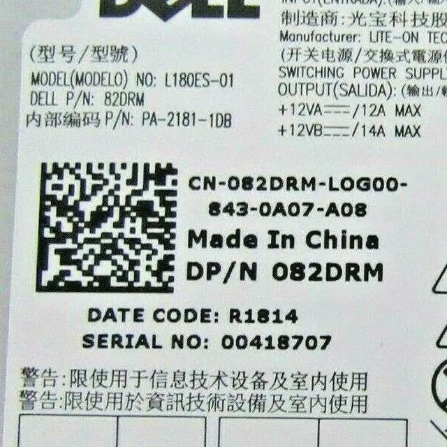 Alt view image 4 of 4 - Dell 82DRM OptiPlex 3050 5050 7050 180W Switching Power Supply 63-4