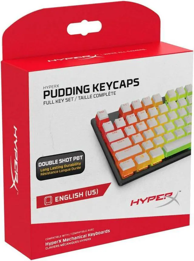 Alt view image 4 of 14 - HyperX Pudding Keycaps - Double Shot PBT Keycap Set with Translucent Layer, for Mechanical Keyboards, Full 104 Key Set, OEM Profile, English (US) Layout – White