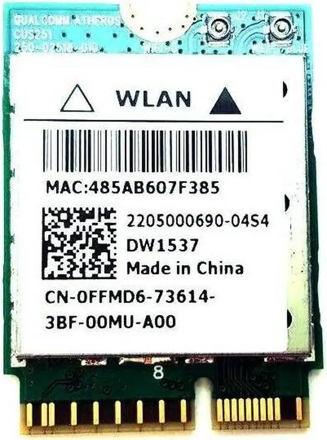 Alt view image 3 of 6 - Dell Wireless DW1537 WiFi Wireless Bluetooth 4.0 m.2 Card FFMD6
