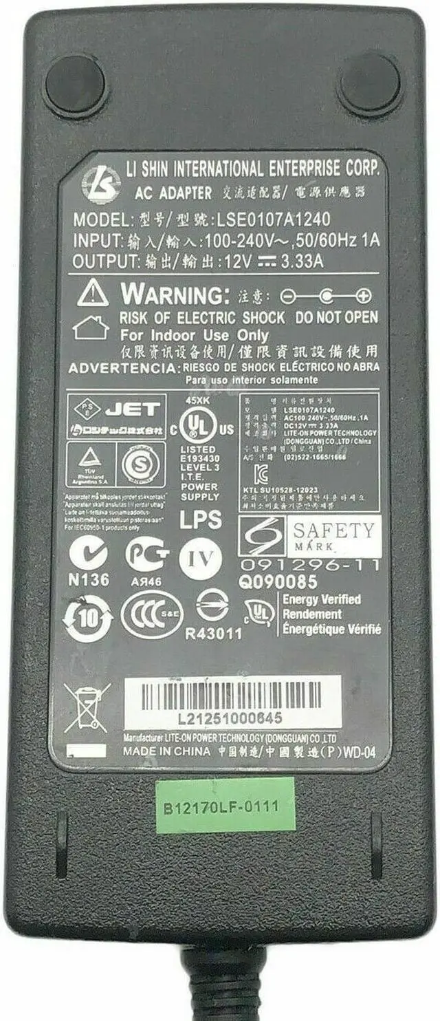 Alt view image 2 of 4 - Genuine AC Power Adapter 12V 3.33A For ViewSonic VA550 VA720 VE700 With Cord