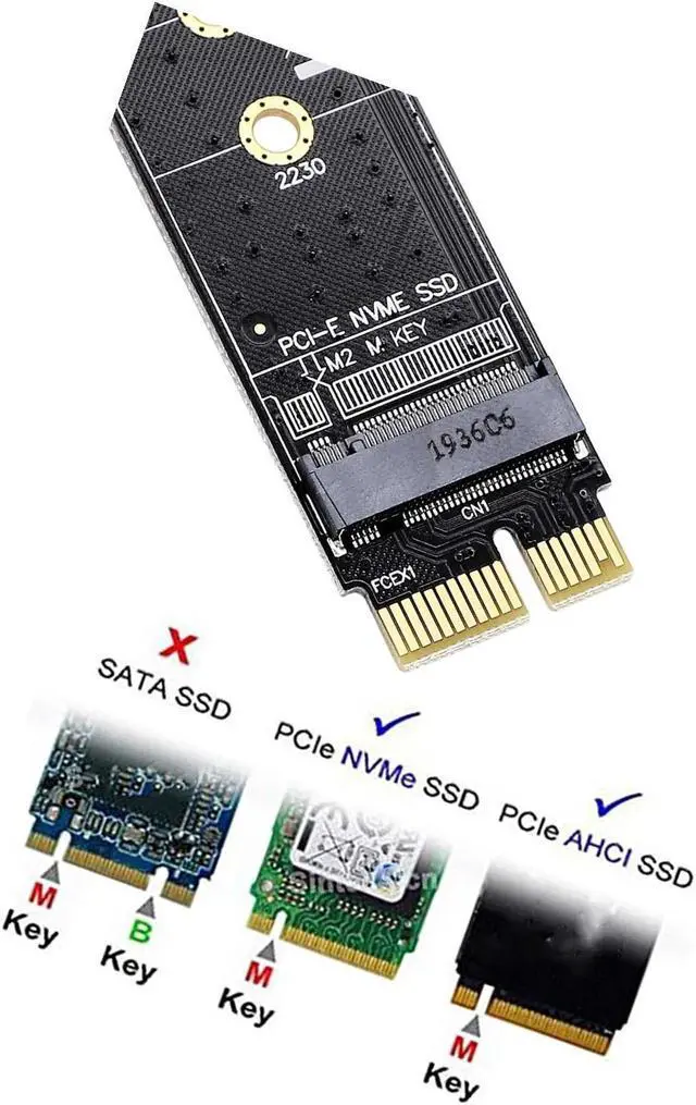 Alt view image 2 of 7 - Pci E X1 M.2 Adapter M.2(Ngff) M Key Ssd To Pci-E X1 Card M.2 Nvme To Pci Express Adapter For Samsung And Other M.2 Ssds With Pci-E (M-Key) Interface Type