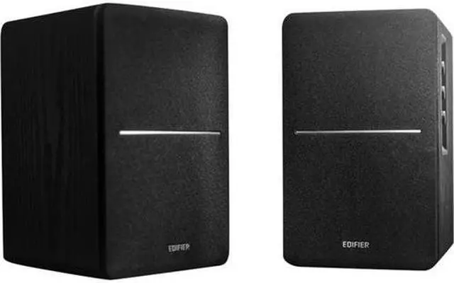 Alt view image 10 of 20 - Edifier R1280DB Powered Bluetooth Bookshelf Speakers - Optical Input - Wireless Studio Monitors - 4 Inch Near Field Speaker - 42w RMS - Wood Grain (Black)