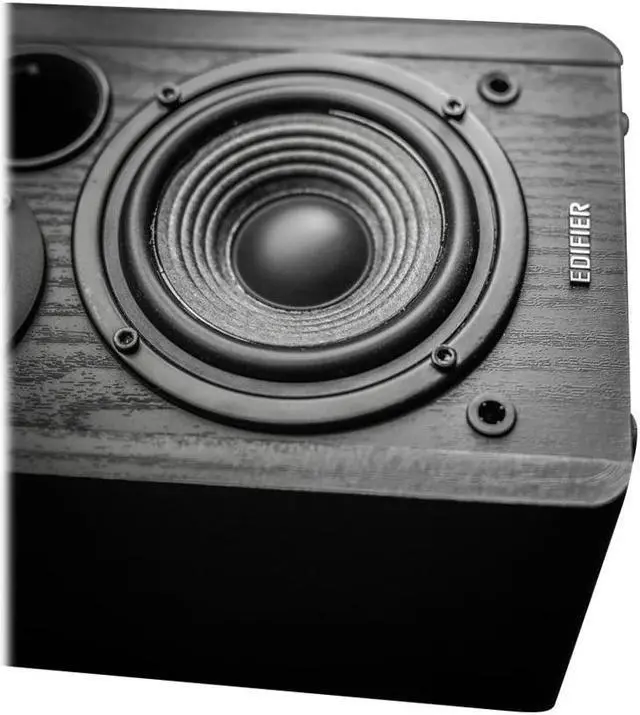 Alt view image 12 of 20 - Edifier R1280DB Powered Bluetooth Bookshelf Speakers - Optical Input - Wireless Studio Monitors - 4 Inch Near Field Speaker - 42w RMS - Wood Grain (Black)