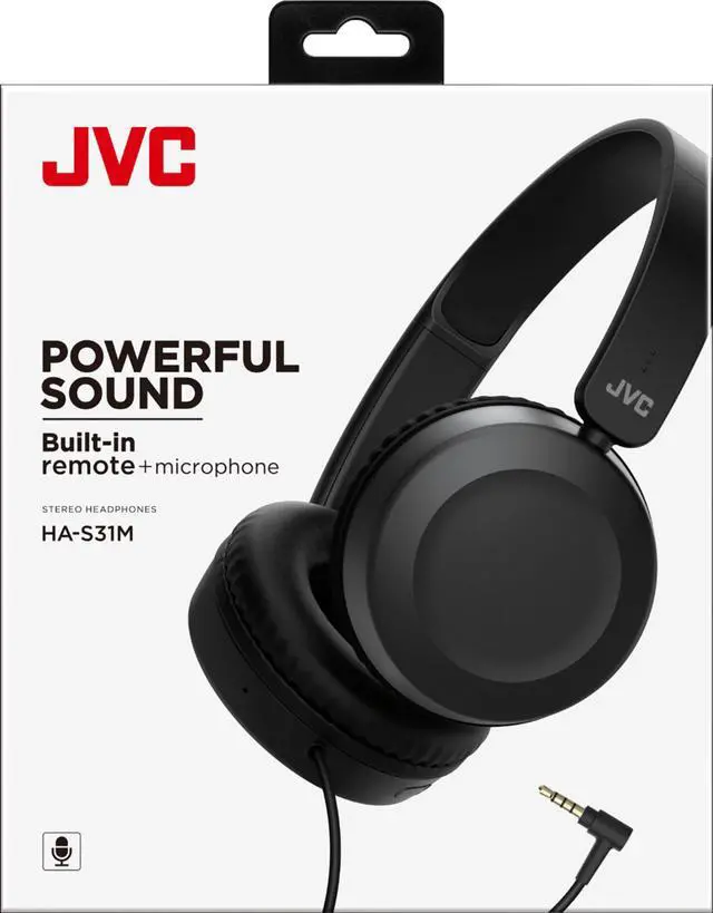 Alt view image 16 of 18 - jvc ha-s31mb on ear lightweight headphones with powerful sound, integrated remote & mic for smartphones (black)