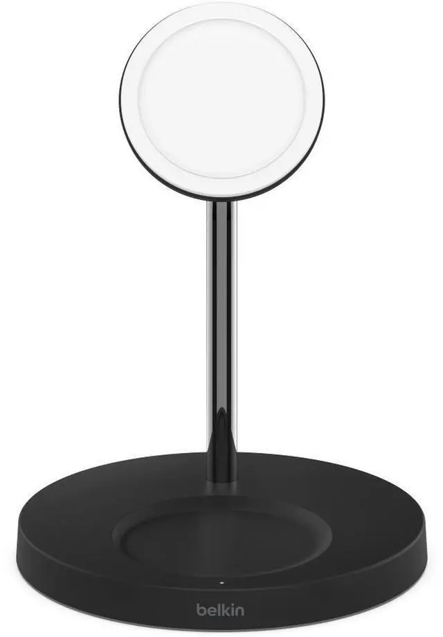 Alt view image 2 of 20 - Belkin 2-in-1 Wireless Charger Stand with MagSafe 15W WIZ010TTBK