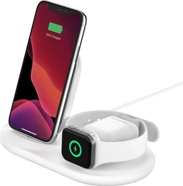 Alt view image 15 of 20 - BELKIN WIZ001ttWH White BOOST CHARGE 3-in-1 Wireless Charger for Apple Devices