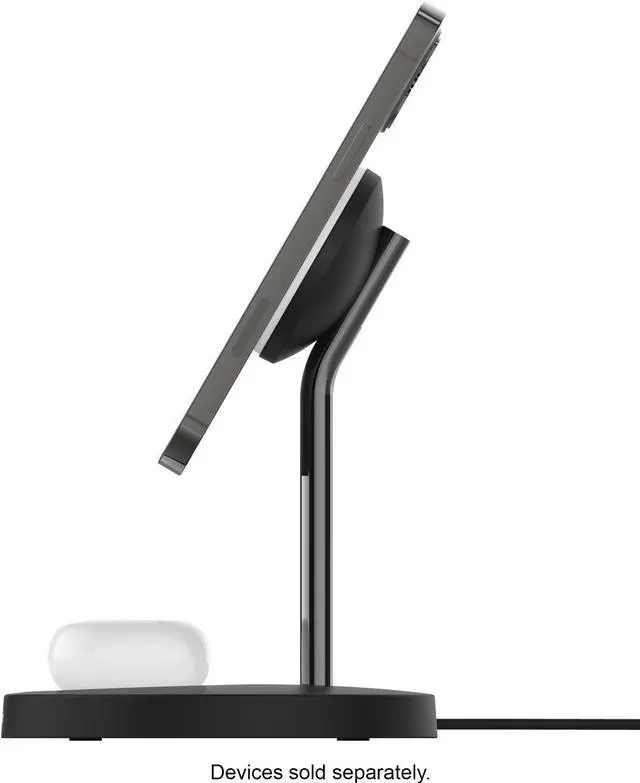 Alt view image 7 of 20 - Belkin 2-in-1 Wireless Charger Stand with MagSafe 15W WIZ010TTBK
