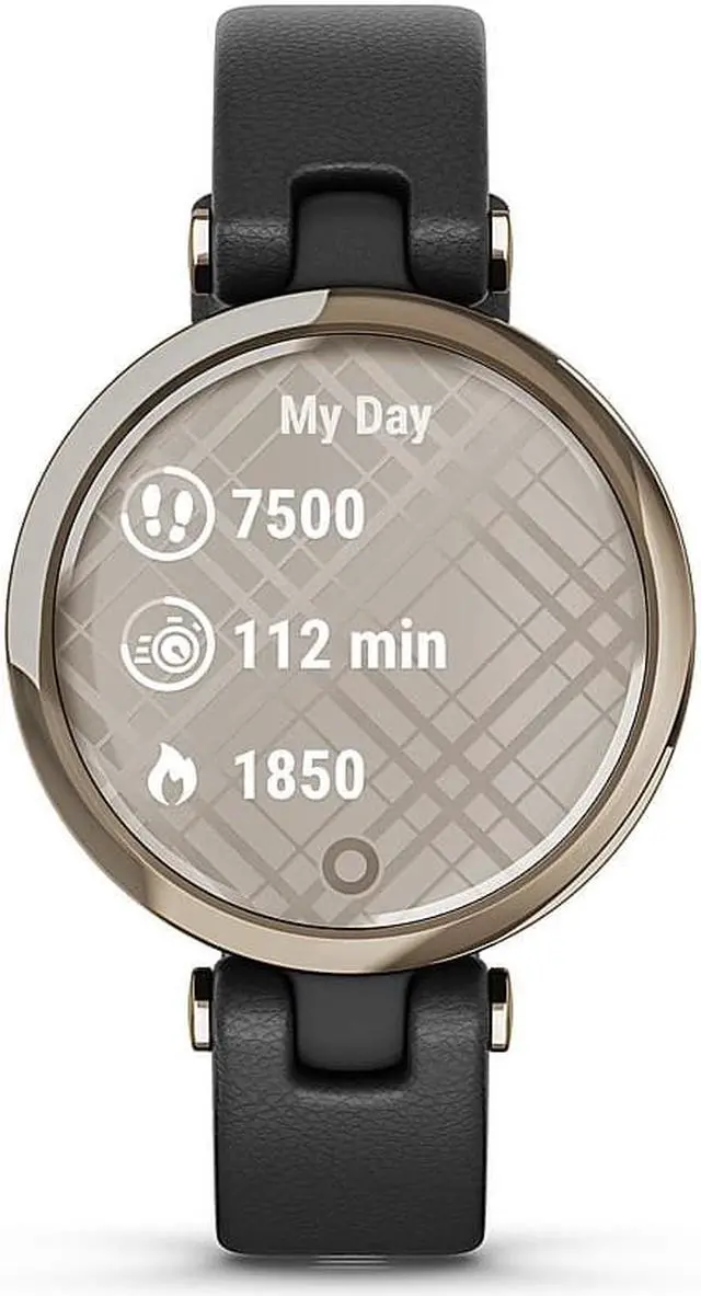 Alt view image 6 of 14 - Garmin Lily™ Smartwatch - Cream Gold Bezel with Black Case and Italian Leather Band