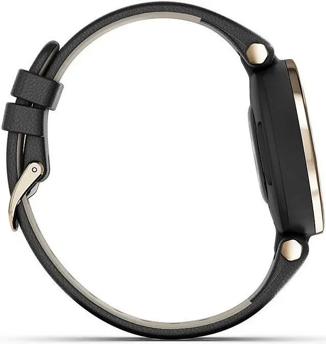 Alt view image 12 of 14 - Garmin Lily™ Smartwatch - Cream Gold Bezel with Black Case and Italian Leather Band