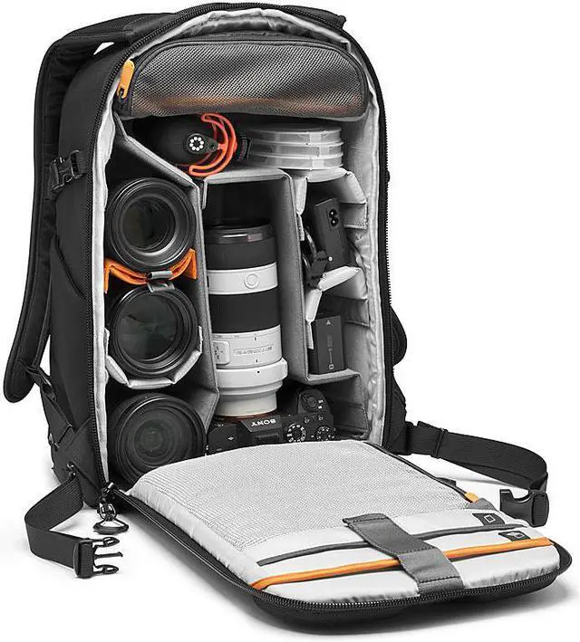 Alt view image 8 of 20 - lowepro flipside bp 300 aw iii mirrorless and dslr camera backpack - black - with rear access - with side access - with adjustable dividers - for mirrorless like sony ?7 - lp37350-