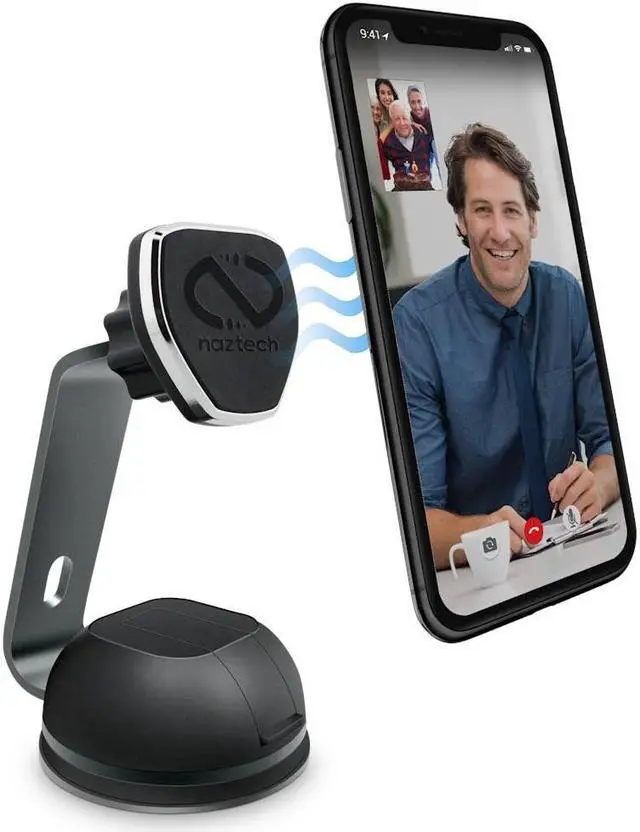 Alt view image 16 of 18 - naztech magbuddy magnetic desktop cell phone mount. easy access to apps, messages, emails, photos & videos. use at workplace, home, for iphone x /8/8 plus, samsung s9 / s9+/ note 8 /smartphones & more