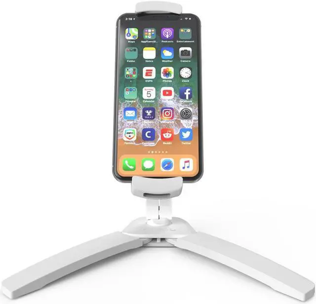 Alt view image 13 of 14 - Kanto DS150W Universal Smartphone and Tablet Stand | Wall and Under Cabinet Mounting Bracket | Foldable Design | White