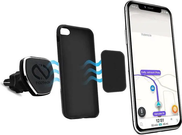 Alt view image 17 of 19 - naztech magbuddy universal magnetic air vent car phone mount. fully adjustable holder for handsfree phone calls and gps use, for iphone x/8/8 plus, samsung s9/s9+/note 8/smartphones & more black