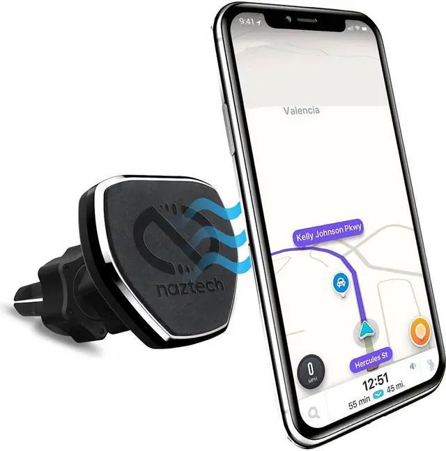 Alt view image 16 of 19 - naztech magbuddy universal magnetic air vent car phone mount. fully adjustable holder for handsfree phone calls and gps use, for iphone x/8/8 plus, samsung s9/s9+/note 8/smartphones & more black