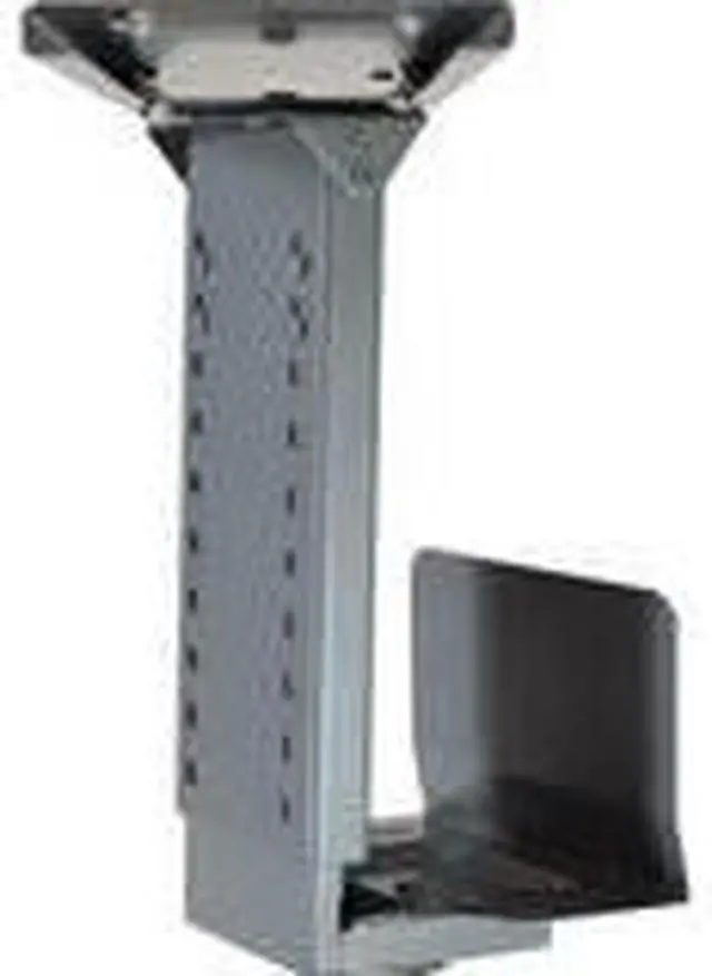 Alt view image 14 of 18 - CPU2 under desk steel cpu holder swivels 360 slides in and out pc tower mount cage holder ergonomic standing desk accessory desk organization de clutter metal adjustable height width gray