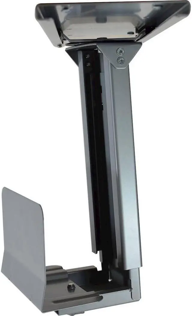 Alt view image 15 of 18 - CPU2 under desk steel cpu holder swivels 360 slides in and out pc tower mount cage holder ergonomic standing desk accessory desk organization de clutter metal adjustable height width gray
