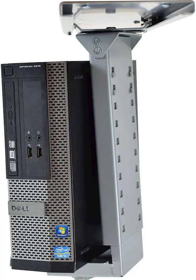 Alt view image 16 of 18 - CPU2 under desk steel cpu holder swivels 360 slides in and out pc tower mount cage holder ergonomic standing desk accessory desk organization de clutter metal adjustable height width gray