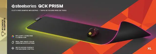 Alt view image 14 of 20 - steelseries qck gaming surface  xl rgb prism cloth  best selling mouse pad of all time  sized to cover desks / ca: steelseries qck gaming surface  optimized for gaming sensors