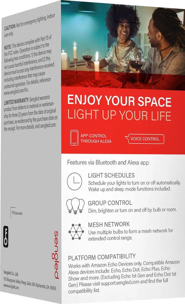 Alt view image 7 of 15 - Sengled Smart Light Bulbs, Color Changing Alexa Light Bulb Bluetooth Mesh, Smart