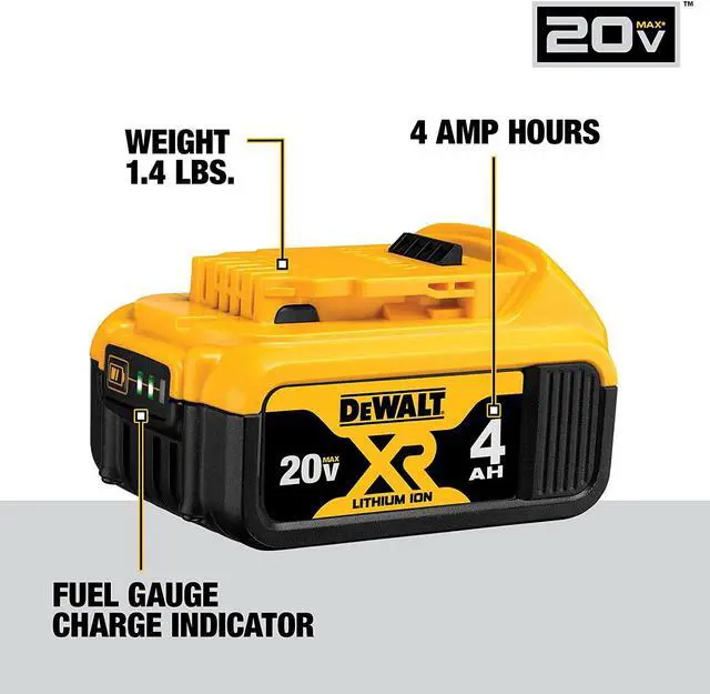 Alt view image 7 of 11 - DEWALT 20V MAX Battery, Lithium Ion, 4-Ah & 2-Ah, 4-Pack (DCB3244)