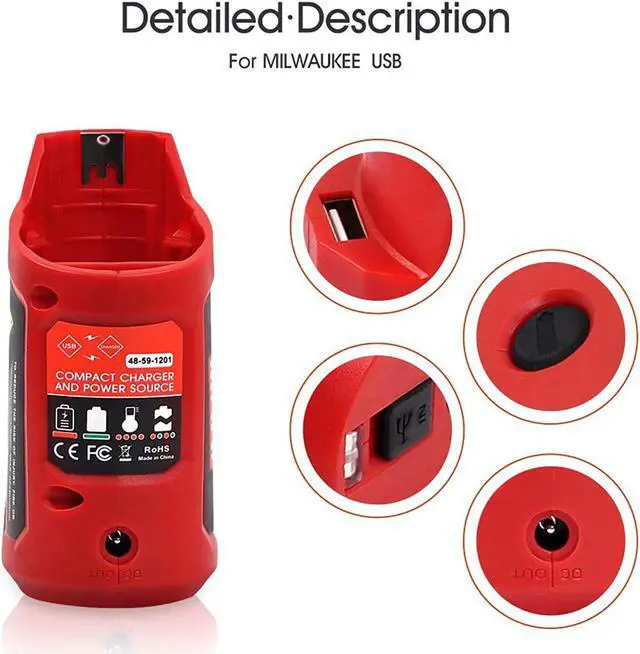 Alt view image 4 of 7 - Usb Power Source Power Adapter Charger For Milwaukee 12V M12 Lithium-Ion Battery