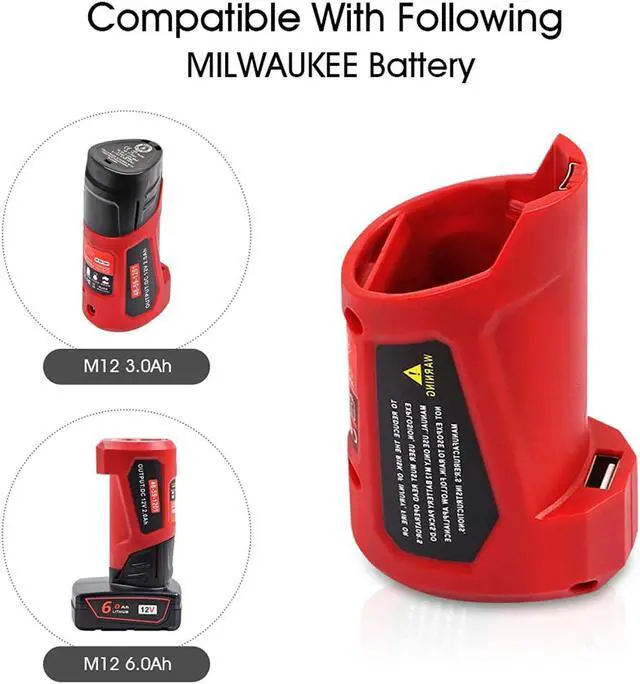Alt view image 5 of 7 - Usb Power Source Power Adapter Charger For Milwaukee 12V M12 Lithium-Ion Battery