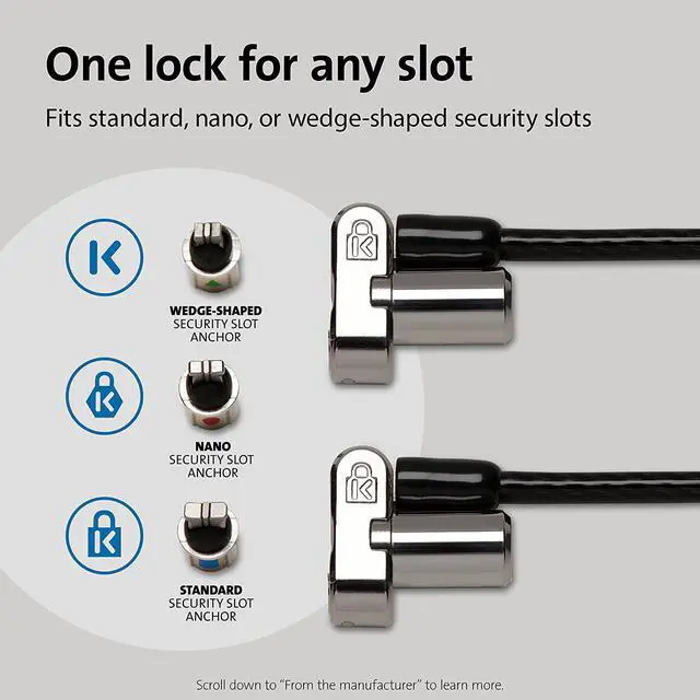 Alt view image 3 of 6 - Kensington Universal 3-In-1 Keyed Cable Lock - Twin Lockheads For Laptops & Other Devices (K63380Ww)