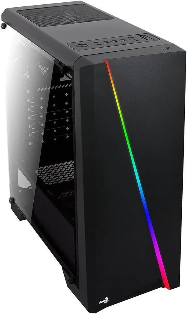 Alt view image 8 of 13 - AeroCool Cylon RGB Mid Tower with Acrylic Side Window, Black