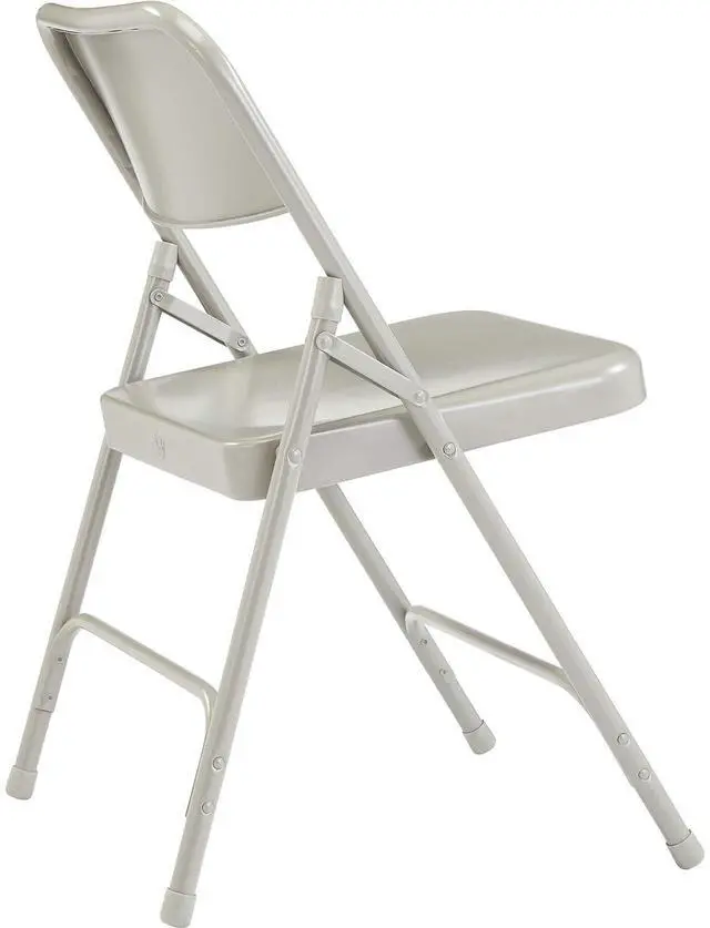 Alt view image 6 of 10 - NPS 202 Premium All-Steel Double Hinge Folding Chair - Supports Up to 500 lb - 17.25" Seat Height - Gray - 4/Carton