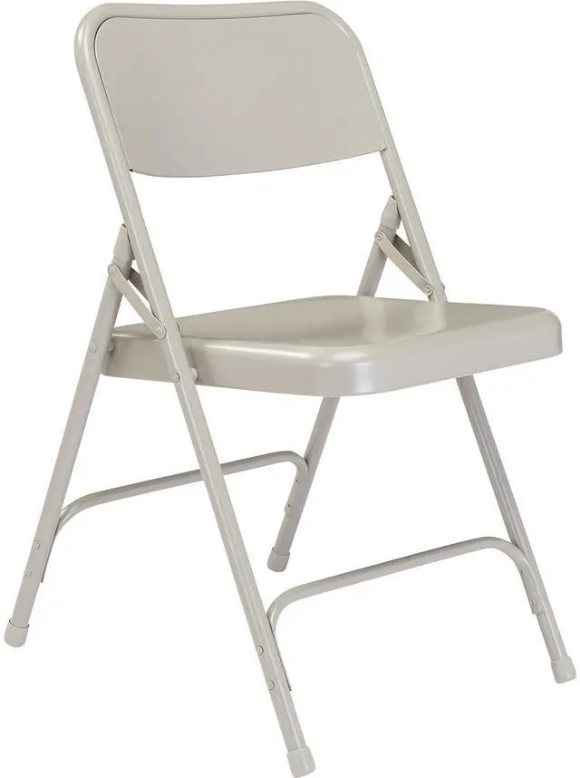 Alt view image 4 of 10 - NPS 202 Premium All-Steel Double Hinge Folding Chair - Supports Up to 500 lb - 17.25" Seat Height - Gray - 4/Carton