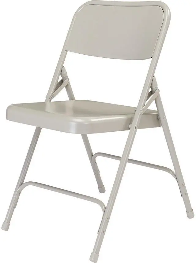 Alt view image 5 of 10 - NPS 202 Premium All-Steel Double Hinge Folding Chair - Supports Up to 500 lb - 17.25" Seat Height - Gray - 4/Carton