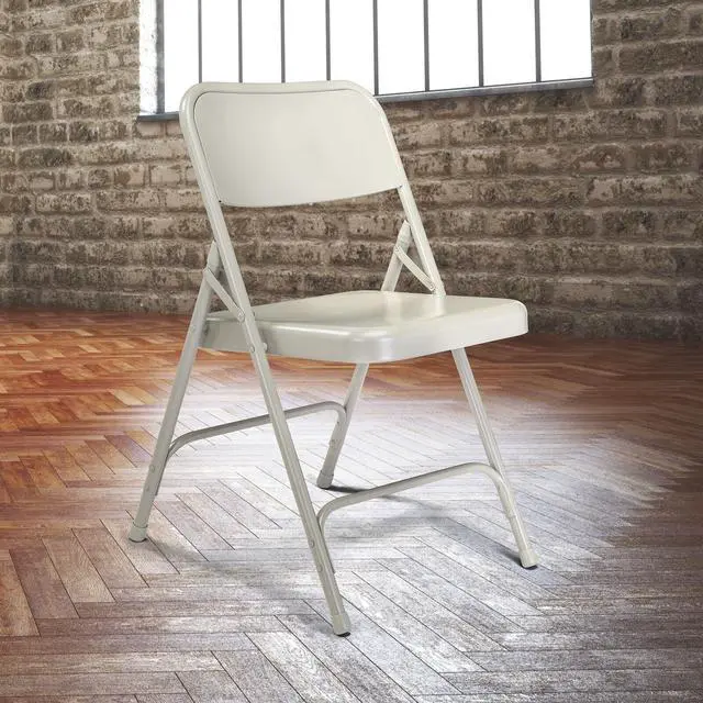 Alt view image 10 of 10 - NPS 202 Premium All-Steel Double Hinge Folding Chair - Supports Up to 500 lb - 17.25" Seat Height - Gray - 4/Carton
