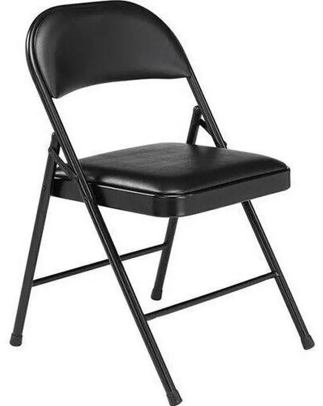 Alt view image 4 of 10 - NPS 950 Vinyl Padded Steel Folding Chair - Supports Up to 250 lb - 17.75" Seat Height, Black - 4/Carton