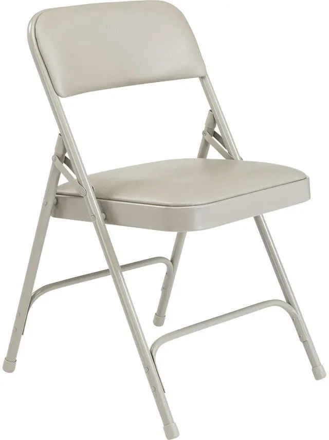 Alt view image 2 of 8 - NPS 1202 Premium Vinyl Dual-Hinge Folding Chair - Supports Up to 500lb - 17.75" Seat Height - Warm Gray - 4/Carton